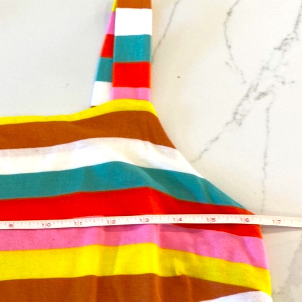 J. Crew Rainbow Striped Tiered Maxi Dress Colorful Flowy Pockets Midi Cotton - Picture 10 of 16